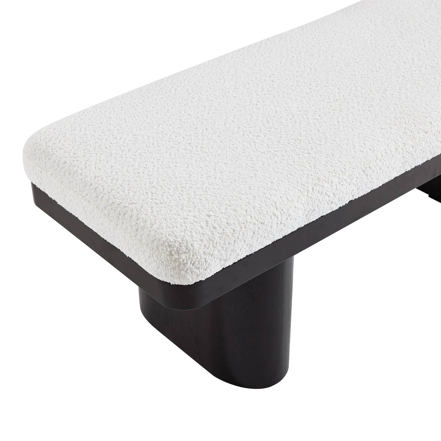 47.5" Wood Bed Bench Ottoman, Teddy Velvet Entryway Bench: Walnut