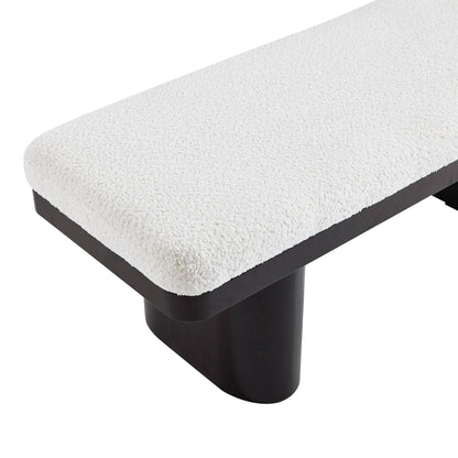 47.5" Wood Bed Bench Ottoman, Teddy Velvet Entryway Bench: Walnut