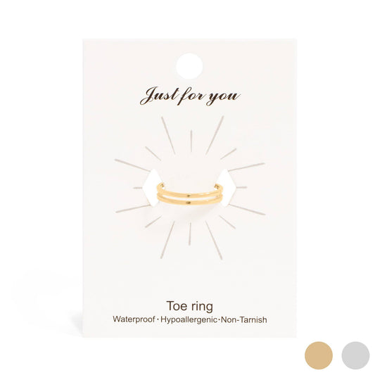 18K Gold PVD Stainless Steel Adjustable Double Bar Toe Ring: Gold
