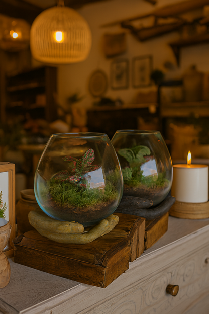 Open Hand Terrarium: Grey