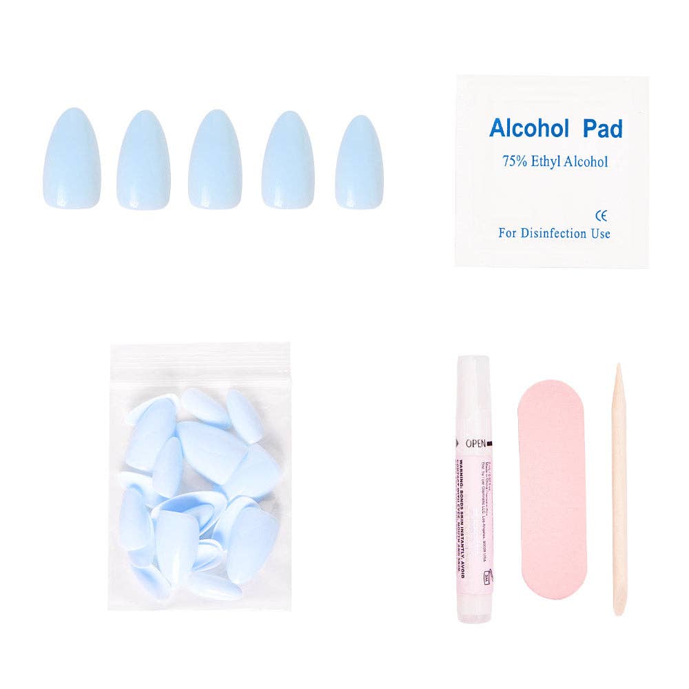 Blueberry Milk Press-On Nails | Short Almond Spring Blue