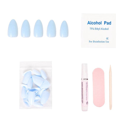 Blueberry Milk Press-On Nails | Short Almond Spring Blue