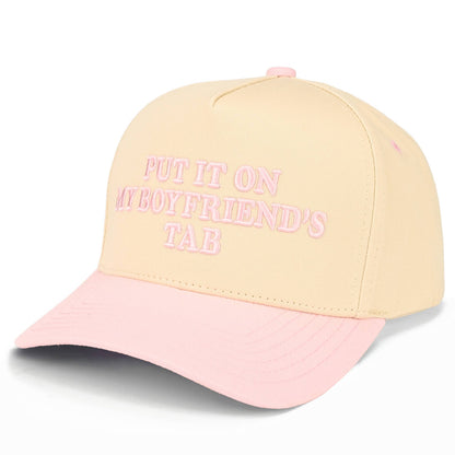 C.C PUT IT ON MY BOYFRIEND'S TAB Letter Two Tone Trucker Hat: Sky Blue