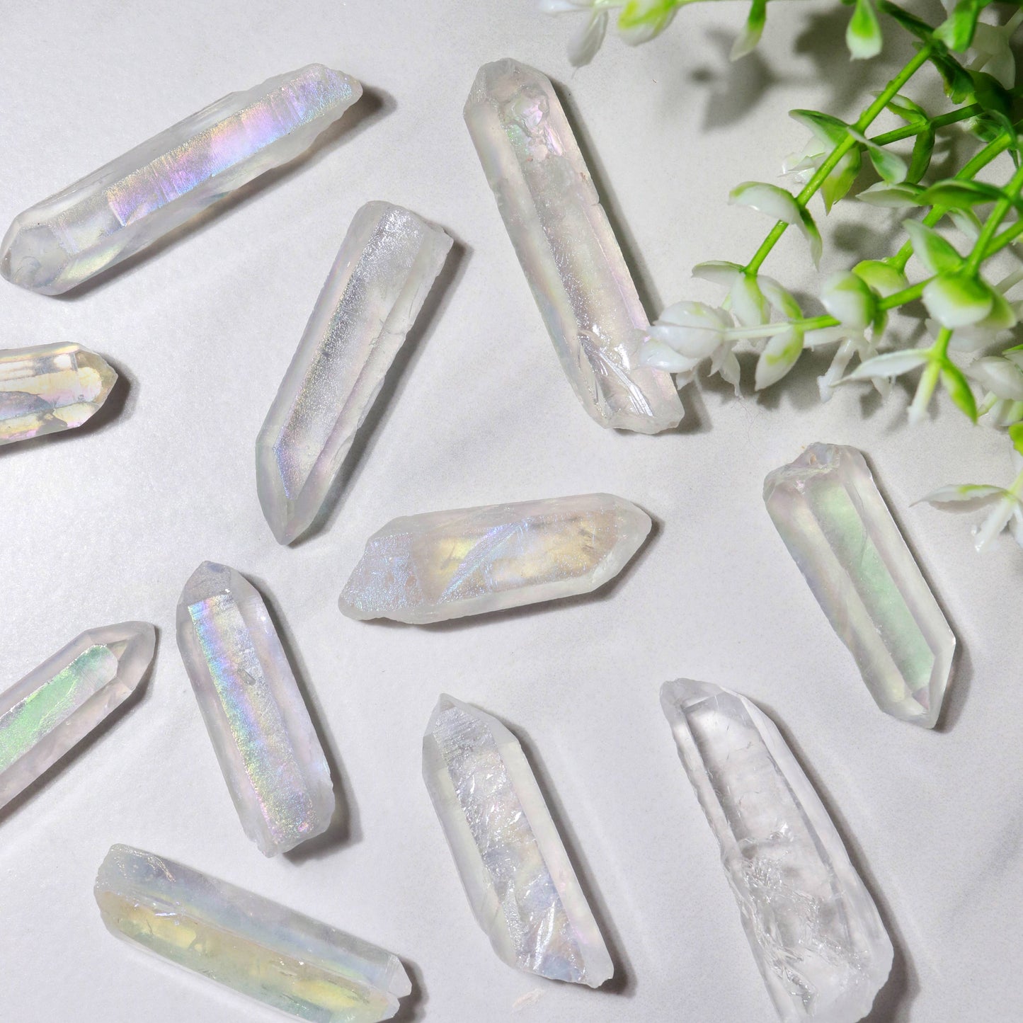 Angel Aura Crystal Quartz Points - 12 Pcs