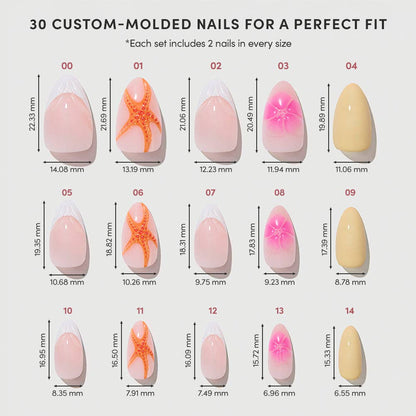 Sunset Tide Press-On Nails | Tropical Floral Short Almond