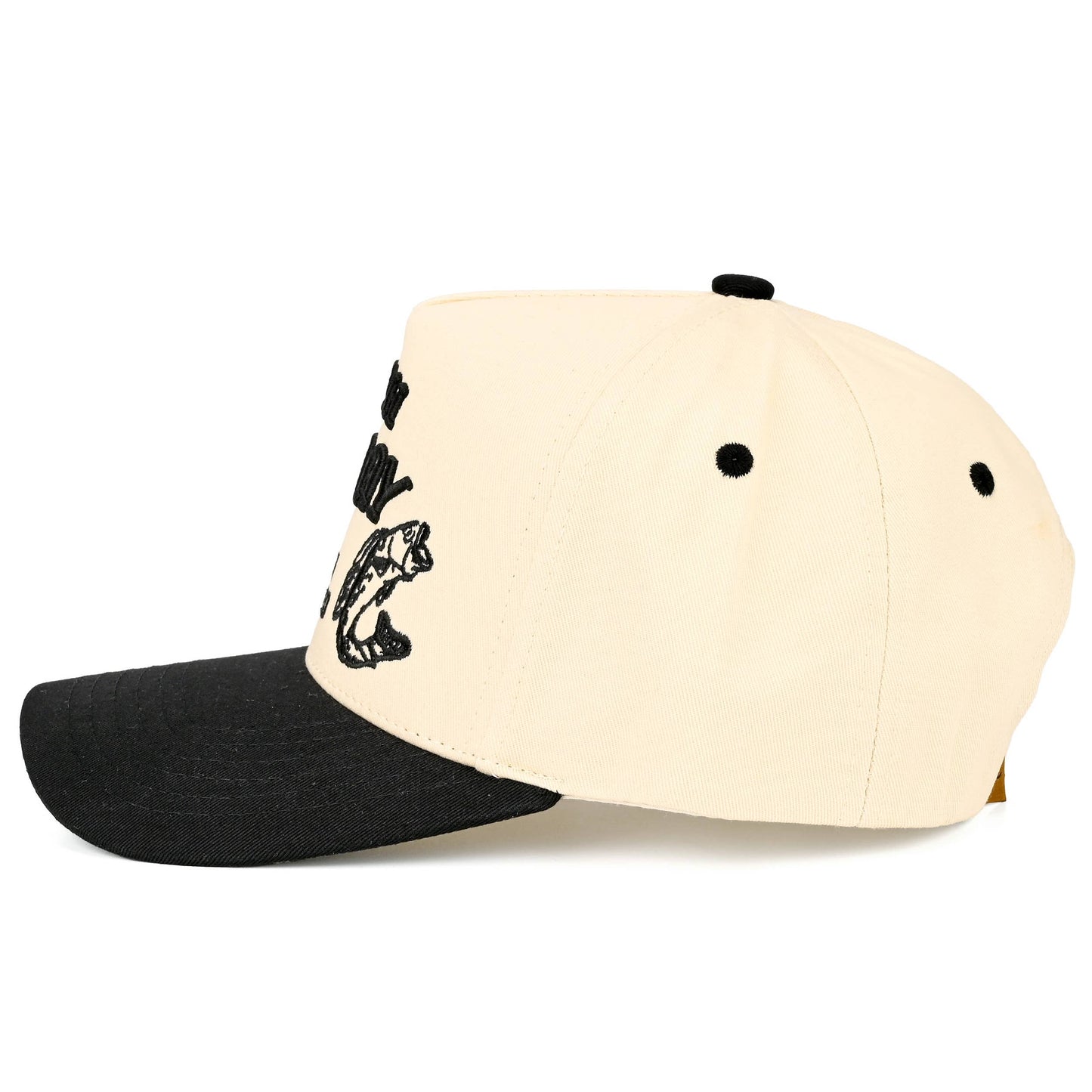 C.C CATCH OF THE DAY Embroidered Letter Two Tone Trucker Hat: Black
