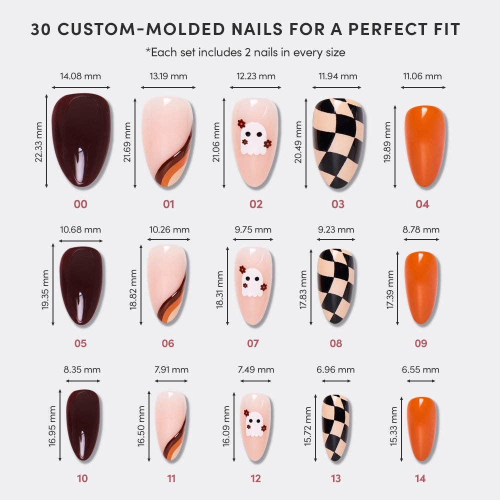 Fall Boo Press-On Nails | Short Almond Halloween Accent Nail