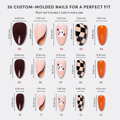 Fall Boo Press-On Nails | Short Almond Halloween Accent Nail