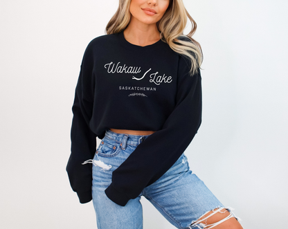 WAKAW LAKE Custom Crewneck - Adult: Dark Heather / Wakaw Lake Word Art / Small