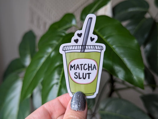 Matcha slut vinyl sticker, coffee shop merch: Loose