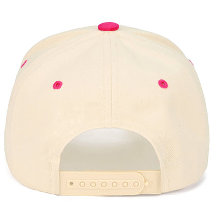 C.C OUT HERE DILLY DALLYING Letter on Two Tone Trucker Hat: Hot Pink