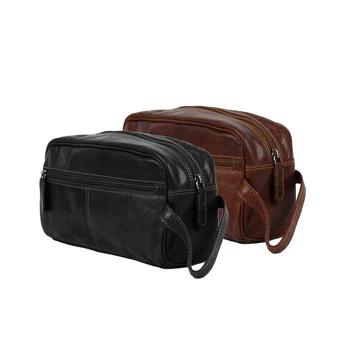 Leather Banff Toiletry Bag: Sandal