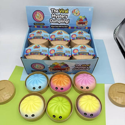 Colorful Dumpling Shape Squishy Slow Rising Gift Box Toy: Dumpling Squishy Set with Steamer Display Box