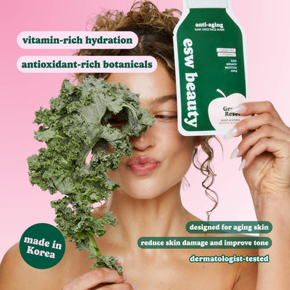 Green Reset Anti Aging Raw Juice Sheet Mask: With Peg Hole