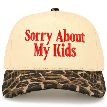 C.C SORRY ABOUT MY KIDS Letter Two Tone Trucker Hat: Leopard