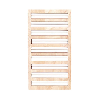 Natural Wood & Leather Slotted Ring Display: White