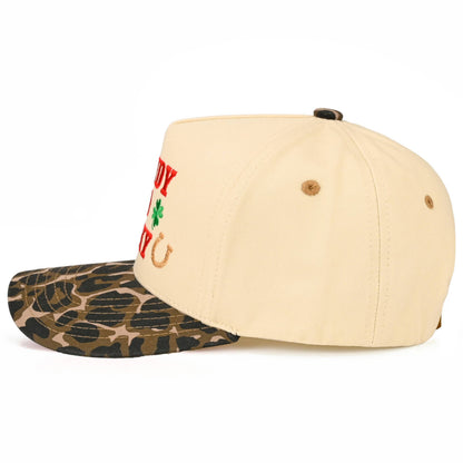 C.C HOWDY GO LUCKY Letter on Two Tone Trucker Hat: Leopard