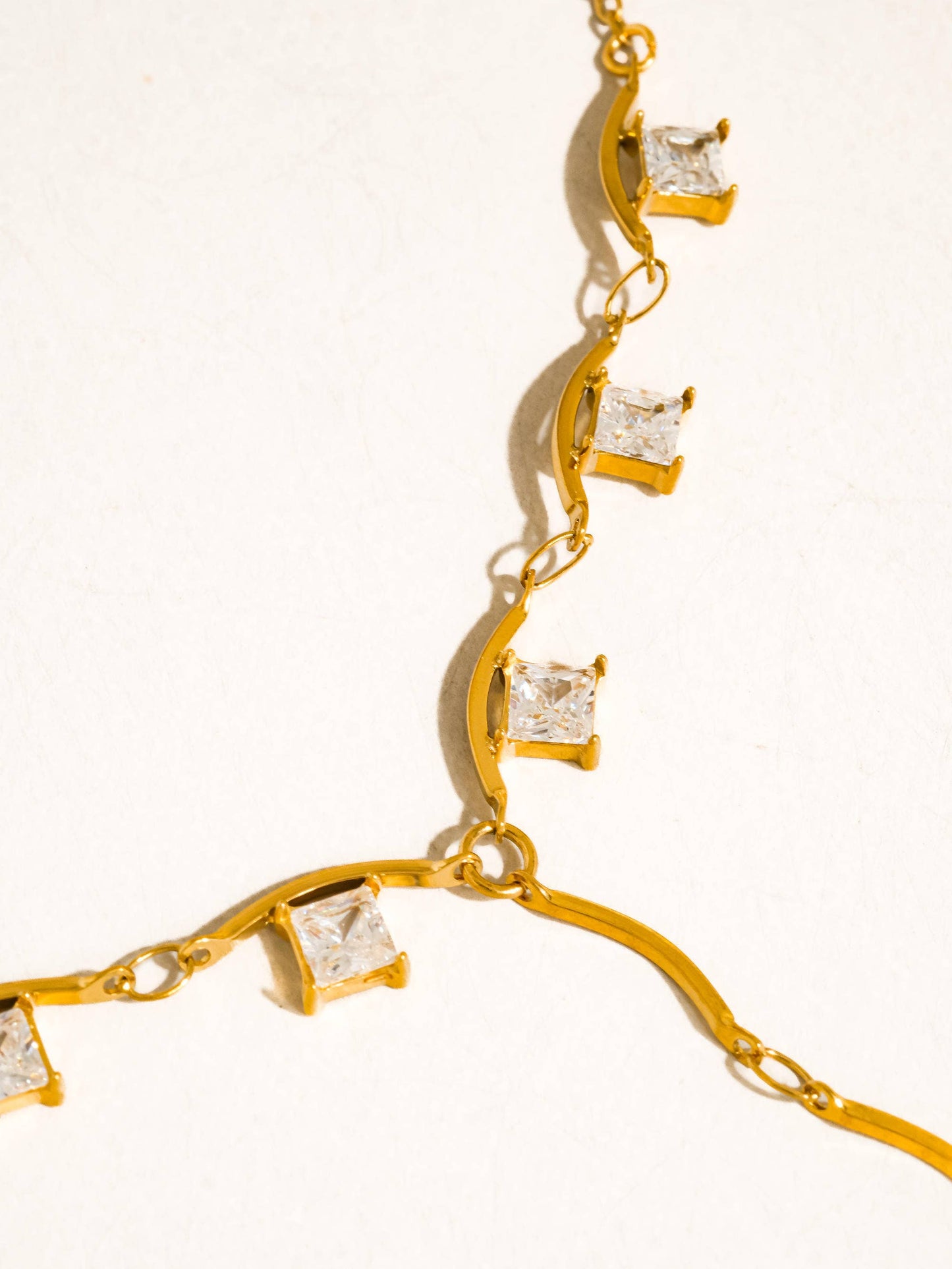 Yonder 18K Gold Non-Tarnish CZ Y Drop Necklace: Yellow Gold