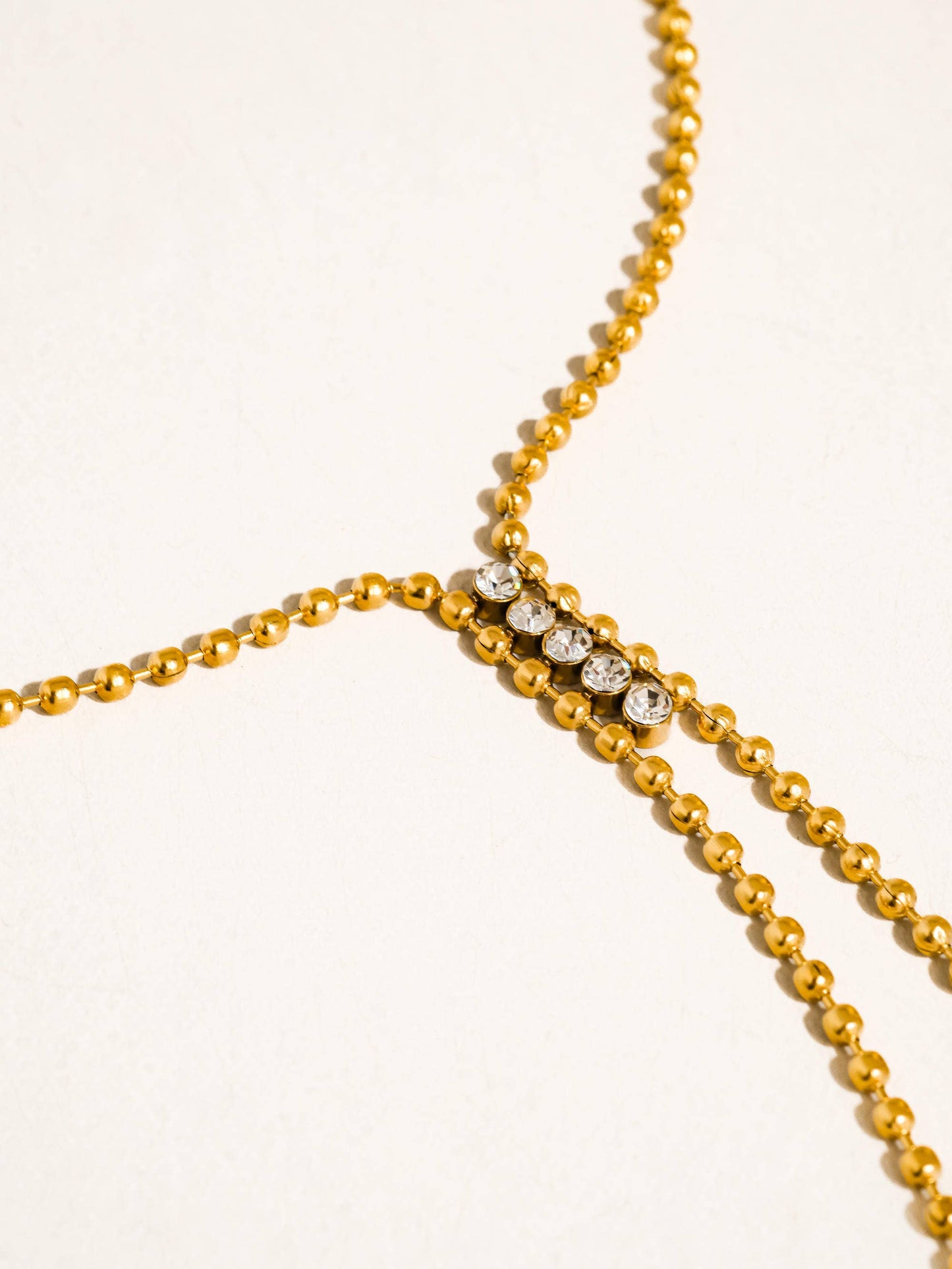 Zephine 18K Gold Non-Tarnish CZ Lariat Necklace: Yellow Gold
