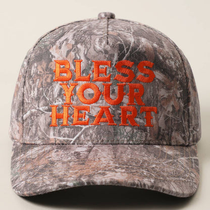 BLESS YOUR HEART Embroidery Camo Trucker Hat
: DK CAMO