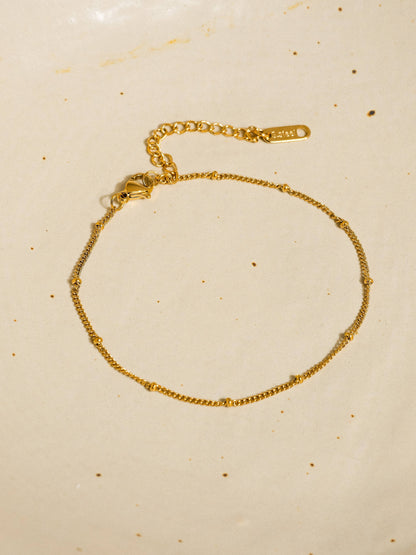 Vivi 18K Gold Non-Tarnish Classic Beaded Chain Anklets: Yellow Gold
