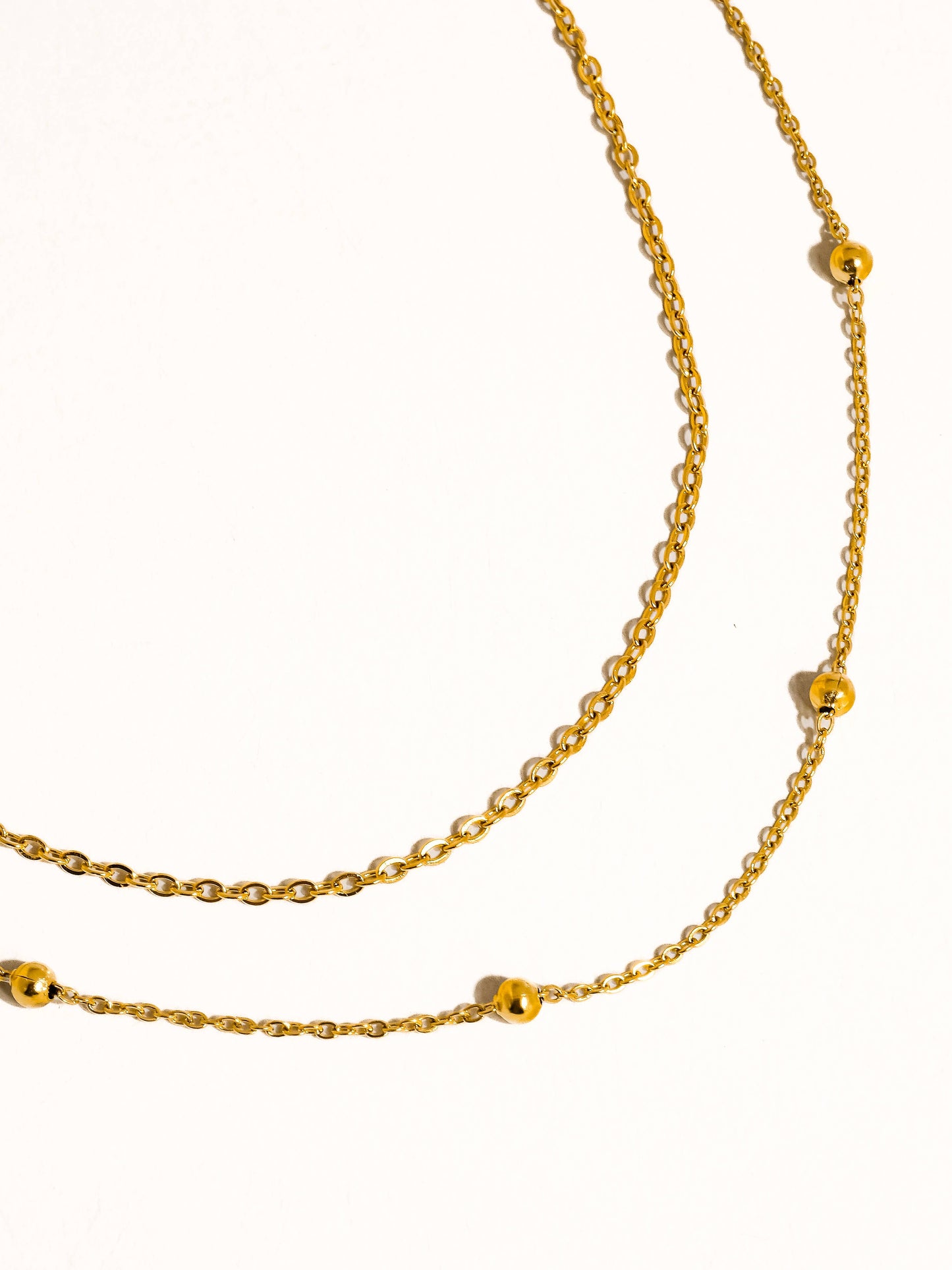 Pennie 18K Gold Non-Tarnish Layered Chain Anklets: Yellow Gold