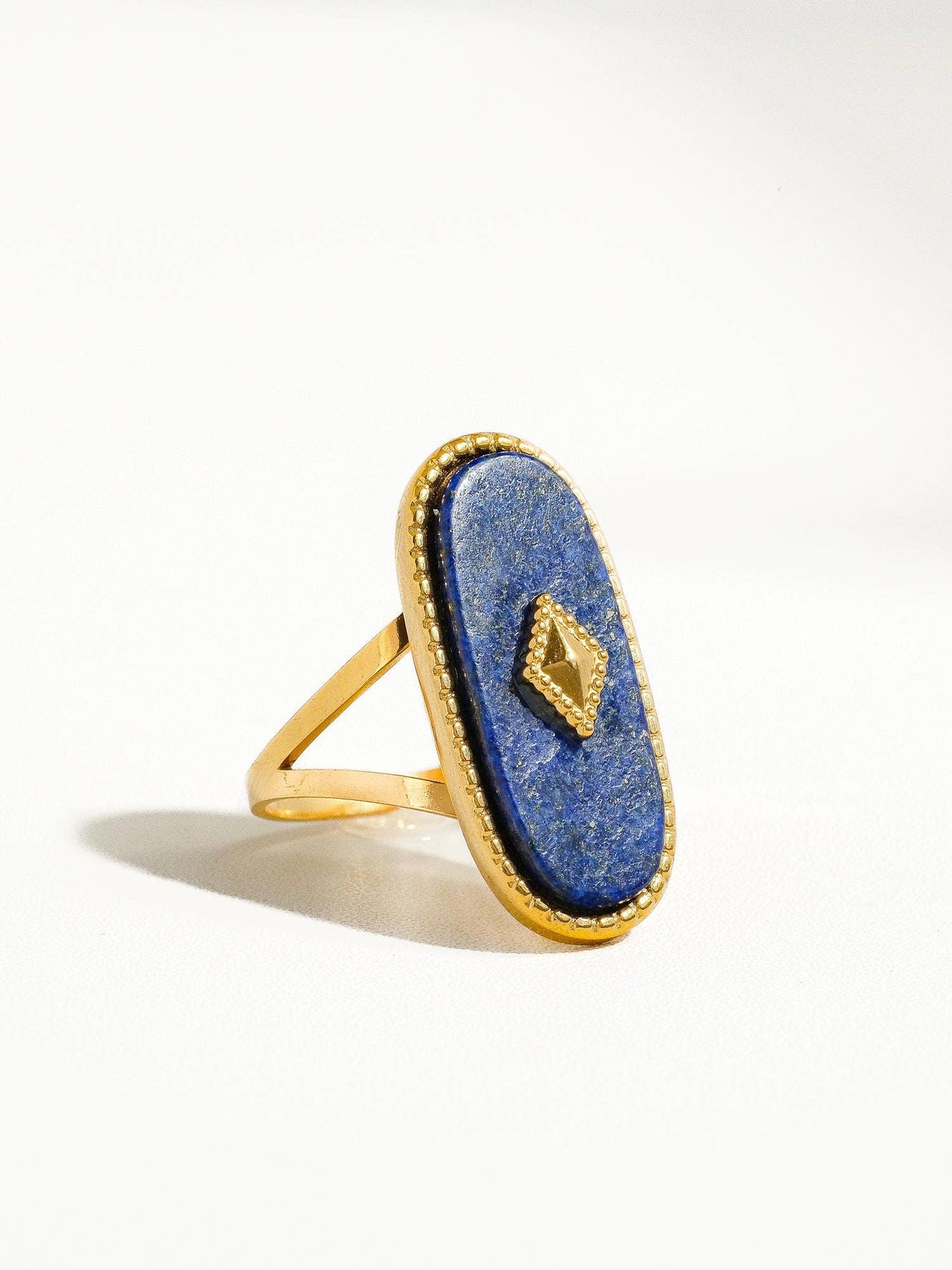 Dakota Non Tarnish Adjustable Ring with Natural Stone: Green