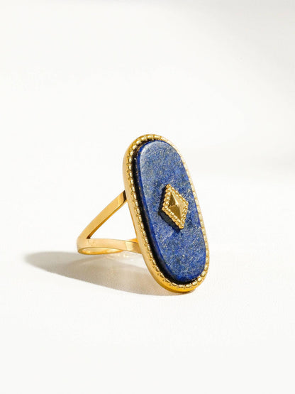 Dakota Non Tarnish Adjustable Ring with Natural Stone: Green