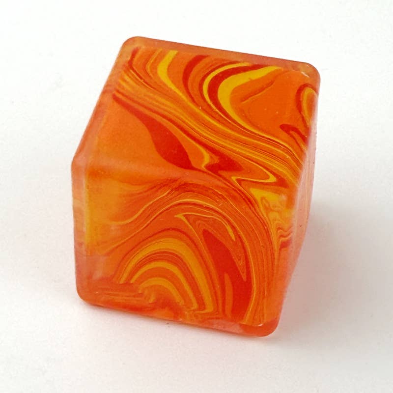 Marble Ice Cube Squishy Slow Rising Stress Toy: Orange Marble / 2.2 in