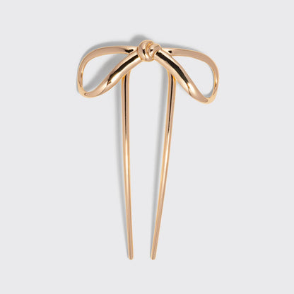 Mini Metal Bow French Hair Pin - Gold