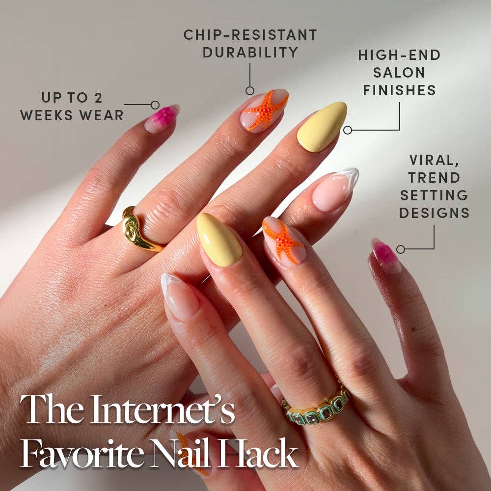 Sunset Tide Press-On Nails | Tropical Floral Short Almond