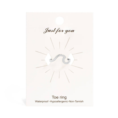 18K Gold PVD Stainless Steel Adjustable Wave Toe Ring: Gold