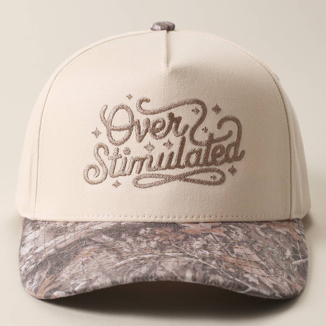 Over Stimulated Embroidered Two-Tone Trucker Hat: LEOPARD / ONE SIZE