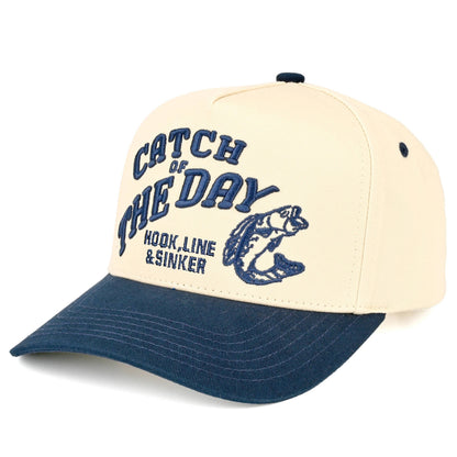 C.C CATCH OF THE DAY Embroidered Letter Two Tone Trucker Hat: Black