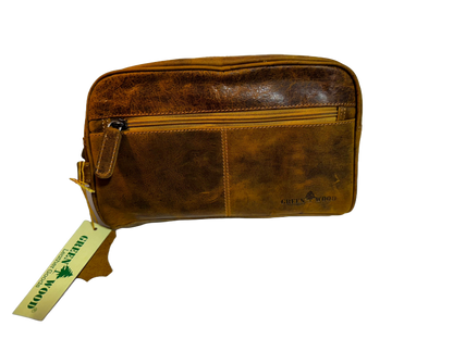 Leather Banff Toiletry Bag: Sandal