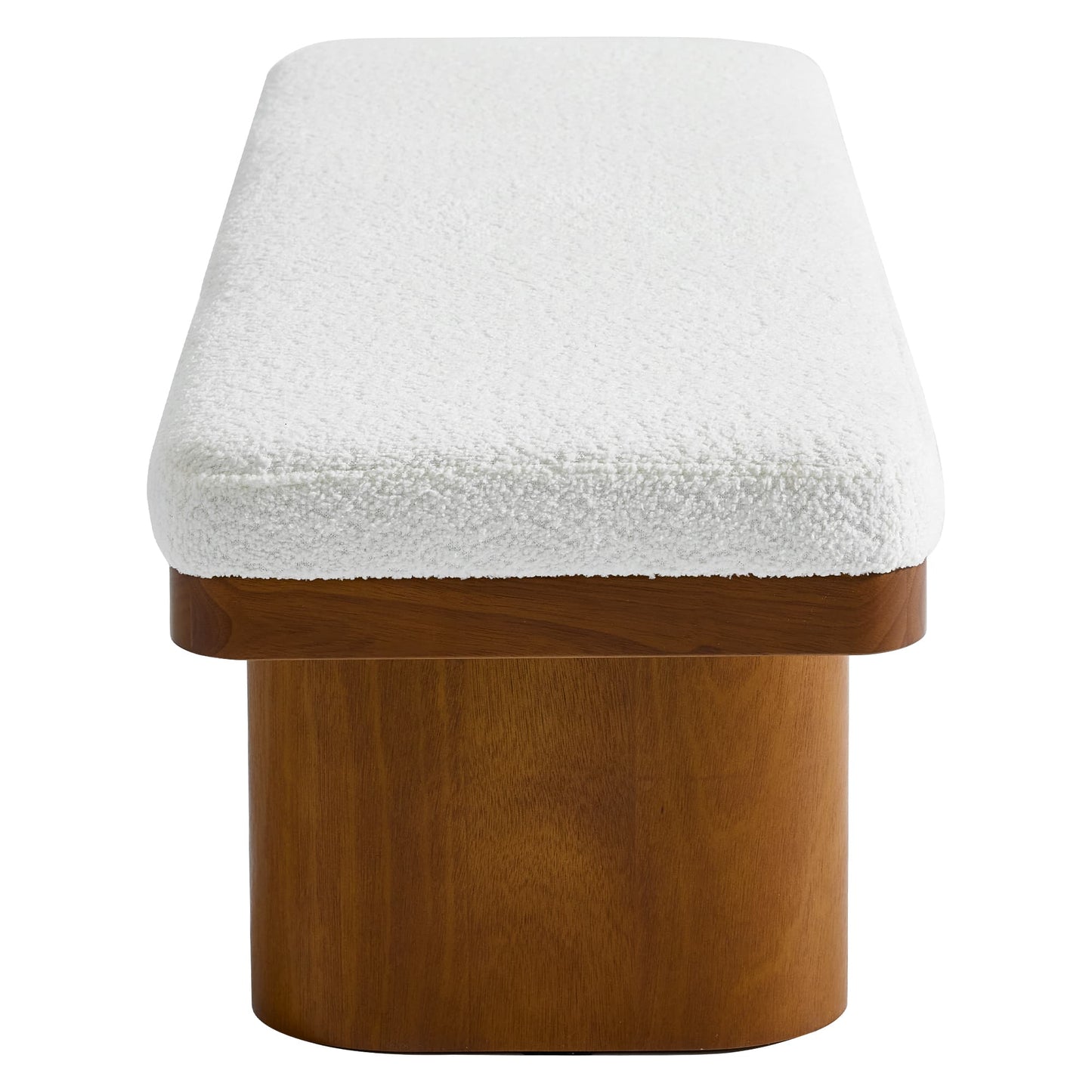 47.5" Wood Bed Bench Ottoman, Teddy Velvet Entryway Bench: Walnut