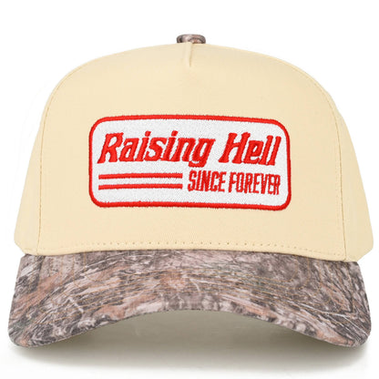 C.C RAISING HELL Letter on Two Tone Trucker Hat