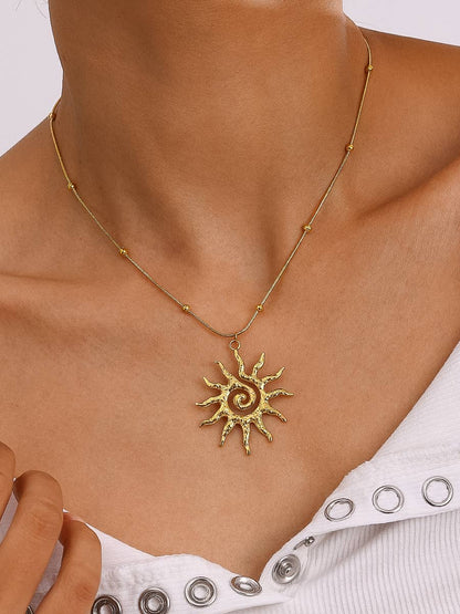 Taiyo 18K Gold Non-Tarnish Boho Sun Necklace: Silver