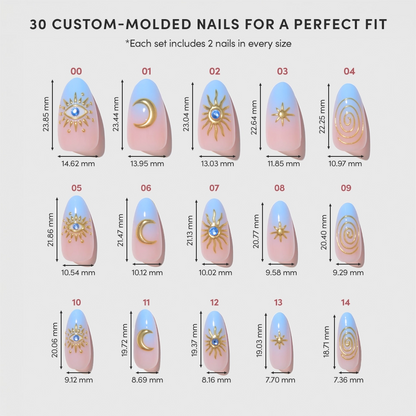 Spirited Sky Press-On Nails | Blue Gold Ombre Medium Oval