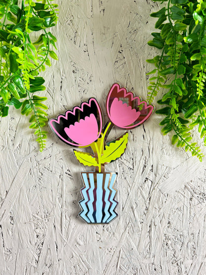 Zig Zag Flowers Mirror