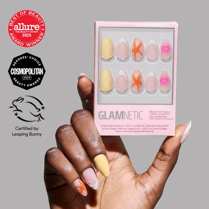 Sunset Tide Press-On Nails | Tropical Floral Short Almond