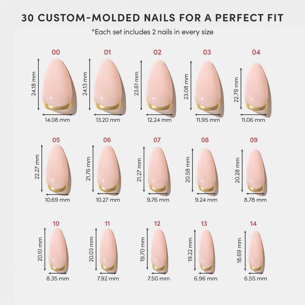 Goal Getter Press-On Nails | Medium Almond Nude Gold Luxe Nails