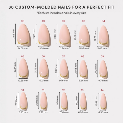 Goal Getter Press-On Nails | Medium Almond Nude Gold Luxe Nails