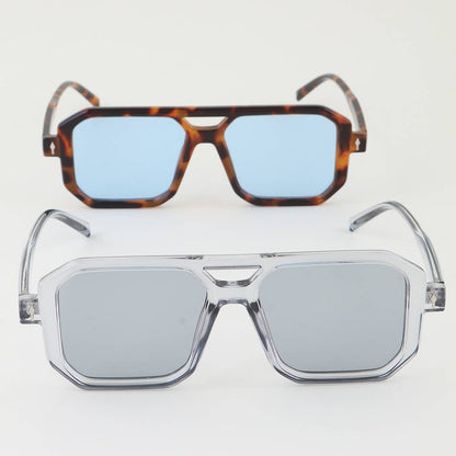 Tinted Block Aviator Sunglasses: MIX
