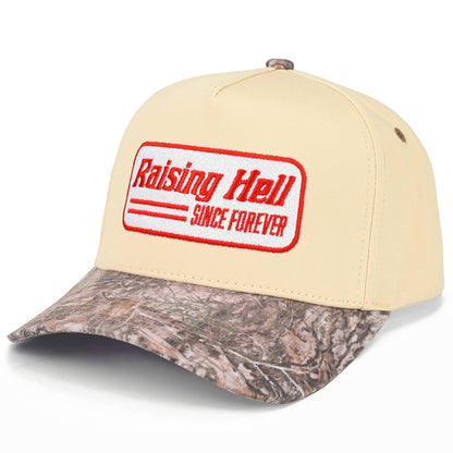 C.C RAISING HELL Letter on Two Tone Trucker Hat