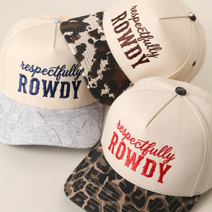 Respectfully ROWDY Embroidered Printed Brim Trucker Hat: COW / ONE SIZE