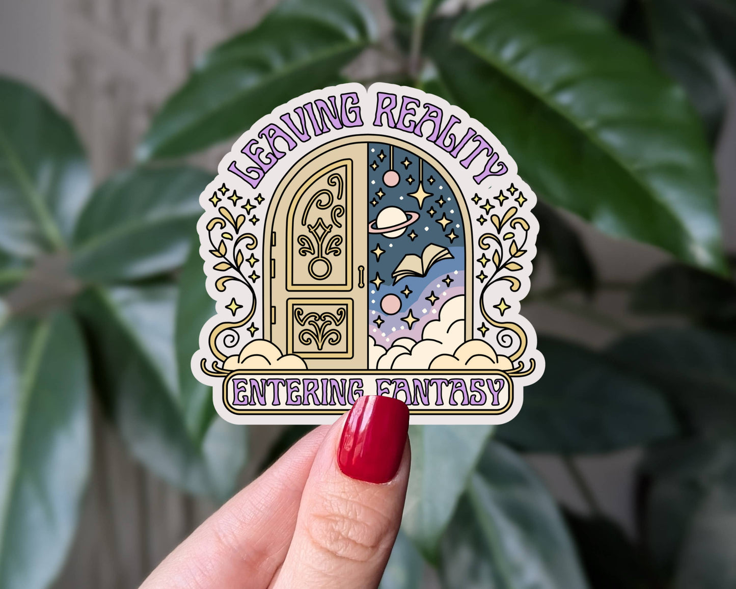 Leaving Reality Fantasy Door Vinyl Sticker for Book Lovers: Loose