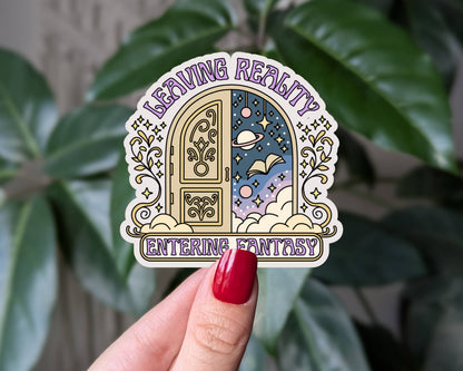 Leaving Reality Fantasy Door Vinyl Sticker for Book Lovers: Loose