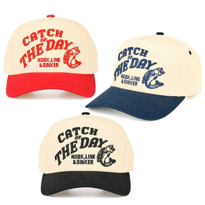 C.C CATCH OF THE DAY Embroidered Letter Two Tone Trucker Hat: Black