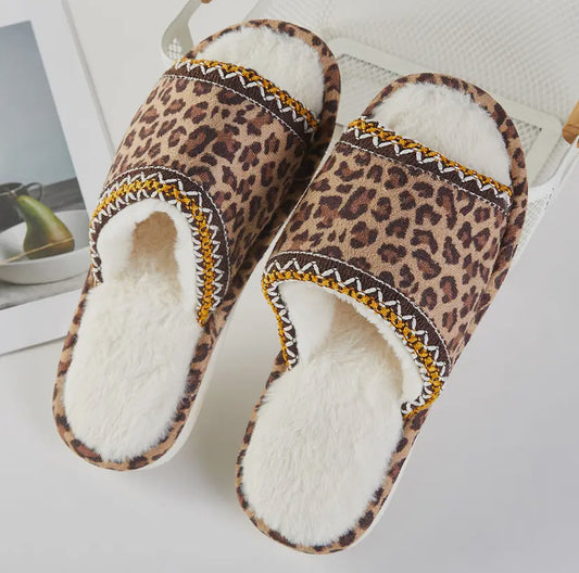 Leopard Fleece Slippers